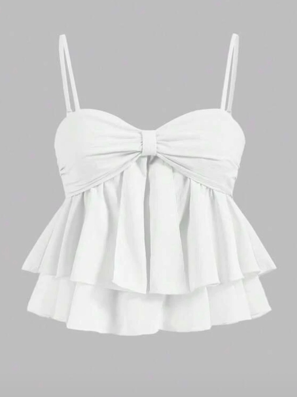 SHEIN White Tiered Bow-Front Spaghetti Strap Camisole